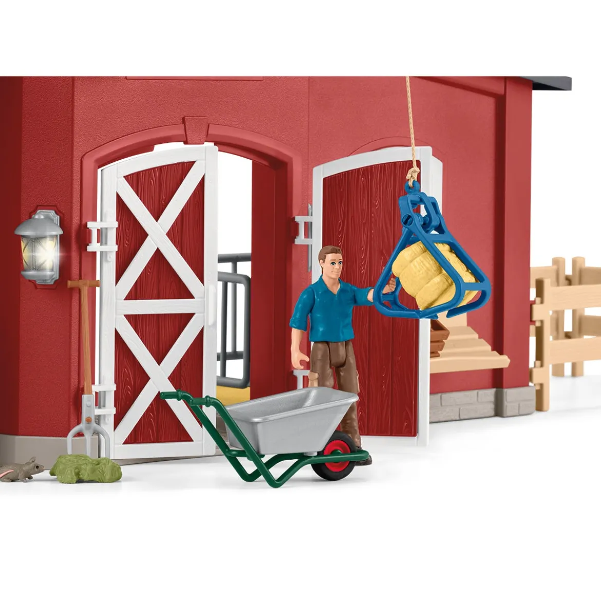 Große Farm mit Tieren und Zubehör